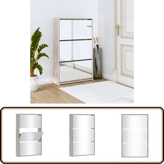 vidaXL Schoenenkast met 5 spiegels 63x17x169,5 cm eikenhout