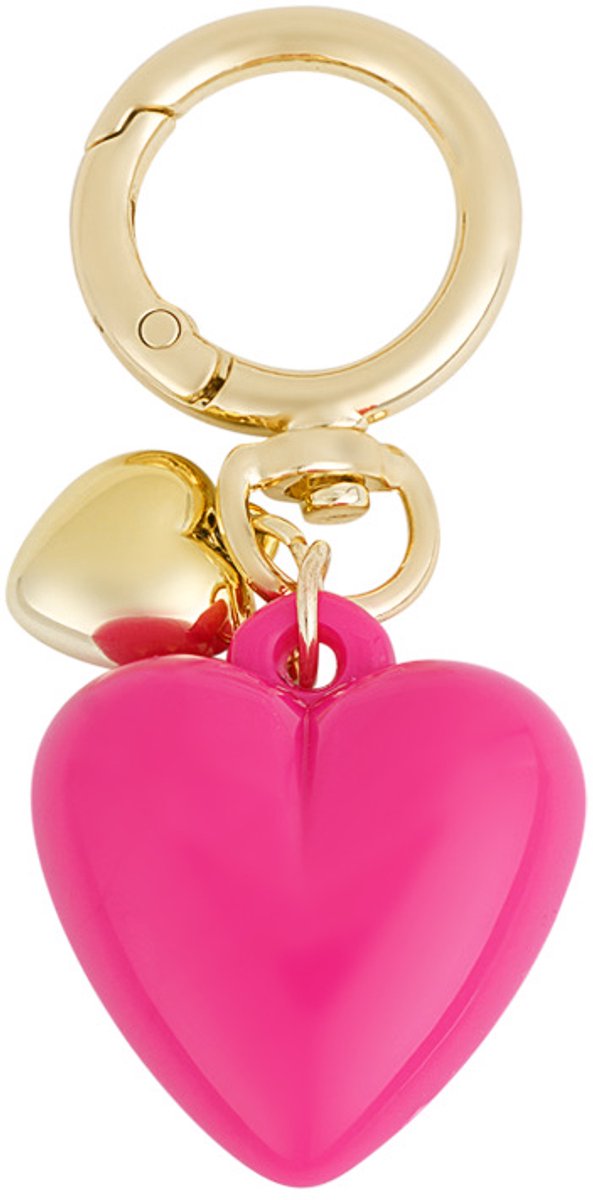 Yehwang Tas Accessoires - Double heart pendant - Fuchsia - Tas hanger