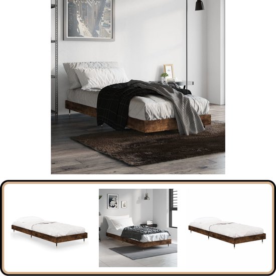 Bedframe zonder matras hout gerookt eikenkleurig 180x200 cm