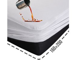 Matrasbeschermer 160x200 - Waterdichte Hoeslaken - Hoeslakenbadstof - Rondom Elastiek - Ademend & Antibacteriëel - Zacht & Geluidsloos - Incontinentie Matrasbeschermer - Wit - Machine Wasbaar