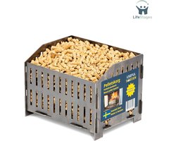 LifeStages - Pelletkorf - Pelletmand - Verbrand Houtpellets in Houtkachel of Open Haard - Zweeds Staal - 17,7 x 24,0 x 17,0 cm diepte x breedte x hoogte - 2kg - Pelletkachel