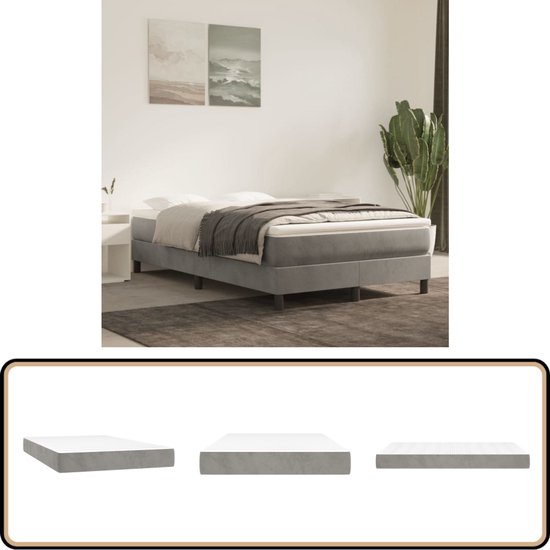 vidaXL Pocketveringmatras - 120x200 cm - Lichtgrijs Pocketveringmatras - Fluweel Matras - Tweepersoons Matras - Medium Hard Matras - Anti Allergisch Matras