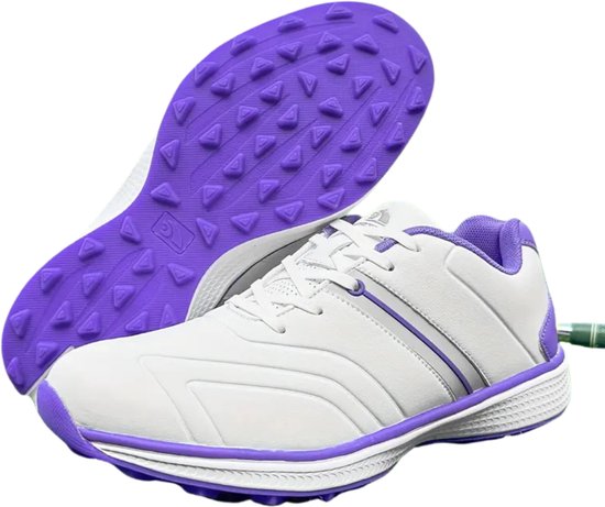 Nivard Golfschoenen Dames- Sneakers - Golfkleding - Golfschoenen Antislip - Waterdicht - Golfen - Wit & Paars - Maat 40 van Merkloos — afbeelding 3