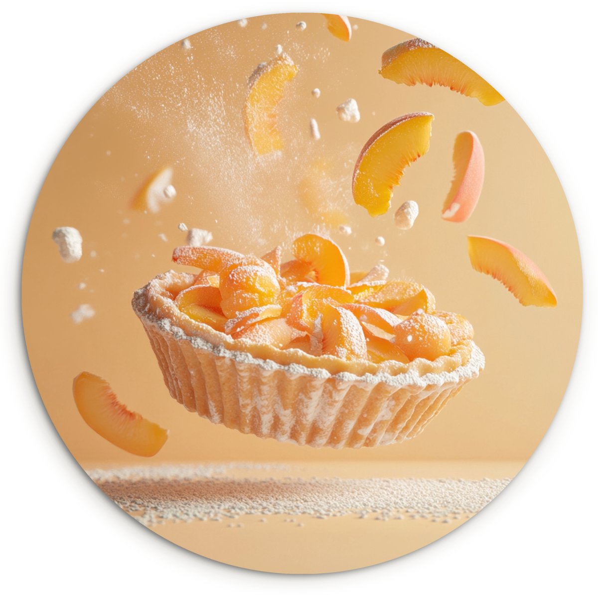 WallCircle Wandcirkel 120x120 cm - Muurcirkel Peach - Eten - Taart - Oranje - Muurdecoratie woonkamer - Wanddecoratie slaapkamer - Kamer decoratie accessoires - Ronde schilderijen Perzik - Taart
