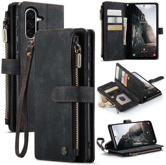 CaseMe Hoesje - Geschikt voor Samsung Galaxy A56 Hoesje - CaseMe C30 Book Case met Portemonnee - Zwart