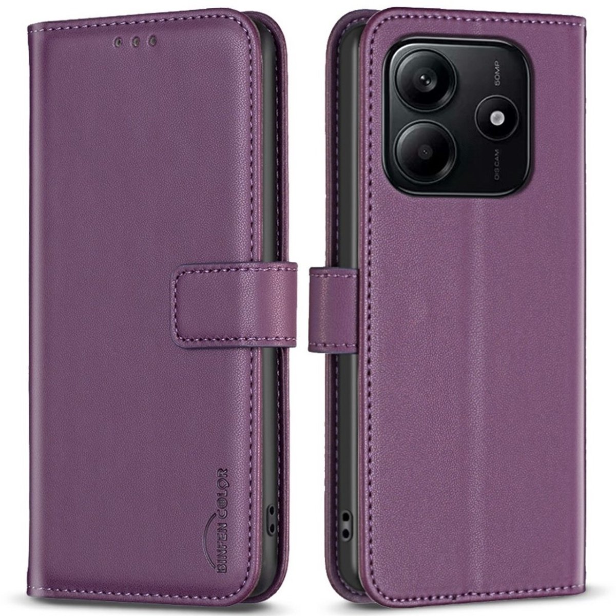 BINFEN Hoesje - Geschikt voor Xiaomi Redmi Note 14 4G Hoesje - BINFEN Book Case - Paars