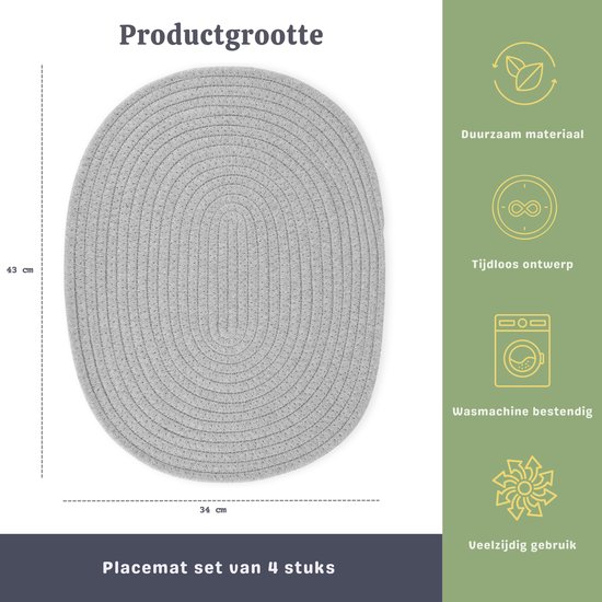 Napperons de Sophie Nordinn® - Set (4 pièces) en Katoen - 43 cm x 34 cm
