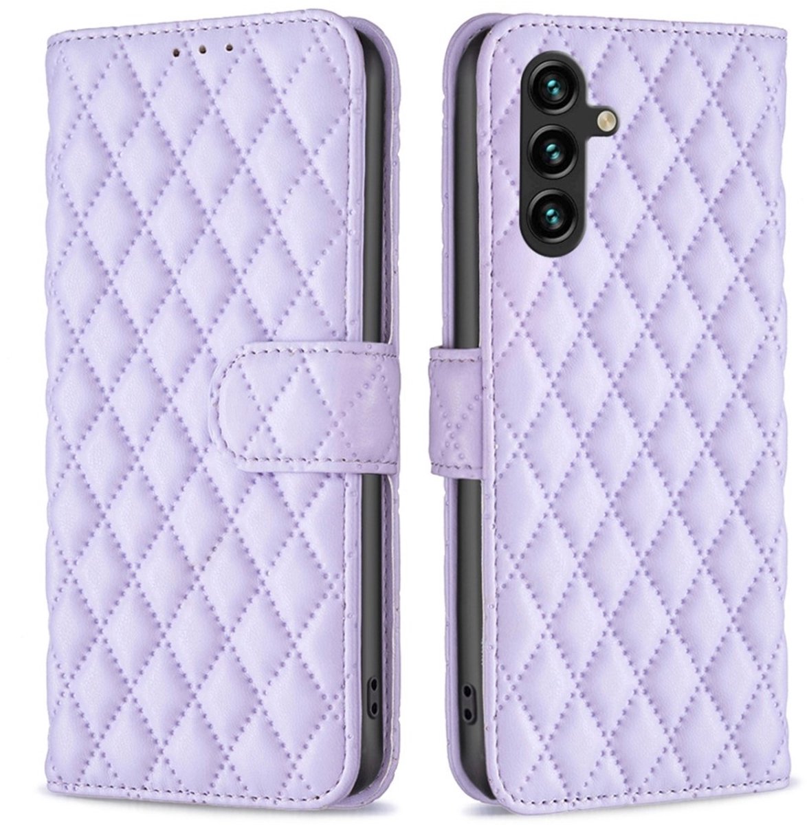 BINFEN Hoesje - Geschikt voor Samsung Galaxy A56 Hoesje - BINFEN Rhombus Book Case - Lavendel