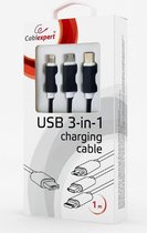 Câble de chargement USB 3 en 1 1 mètre noir