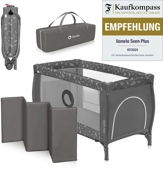 Lionelo Sven Plus - Meegroeibed - Campingbedje - 127x60cm - tot 15kg - SET 2in1 - Co-sleeper