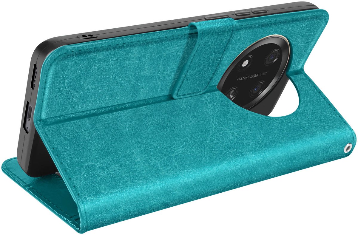 Mayaxess, Hoesje voor Honor Magic 7 Lite Wallet met sleutelkoord, Turquoise