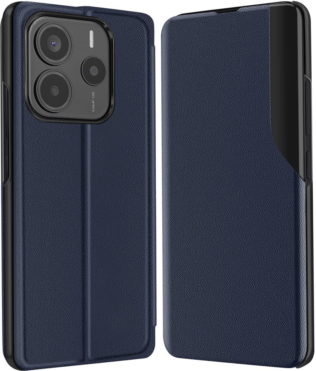 Avizar Hoesje Geschikt voor Xiaomi Redmi Note 14 5G Clapet Video Support, Nachtblauw