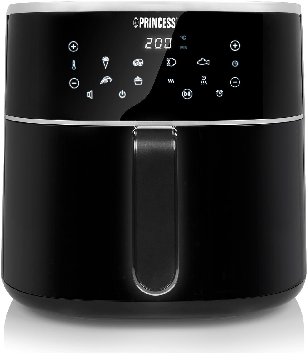 Princess Digitale Airfryer XXL 182254 - 8 liter - Extra Groot - PFAS vrij - Heteluchtfriteuse - Inclusief in hoogte verstelbaar Grillrack - Digital Touchscreen - 8 Automatische Programma's - 1800W - Zwart - Princess - €77,99