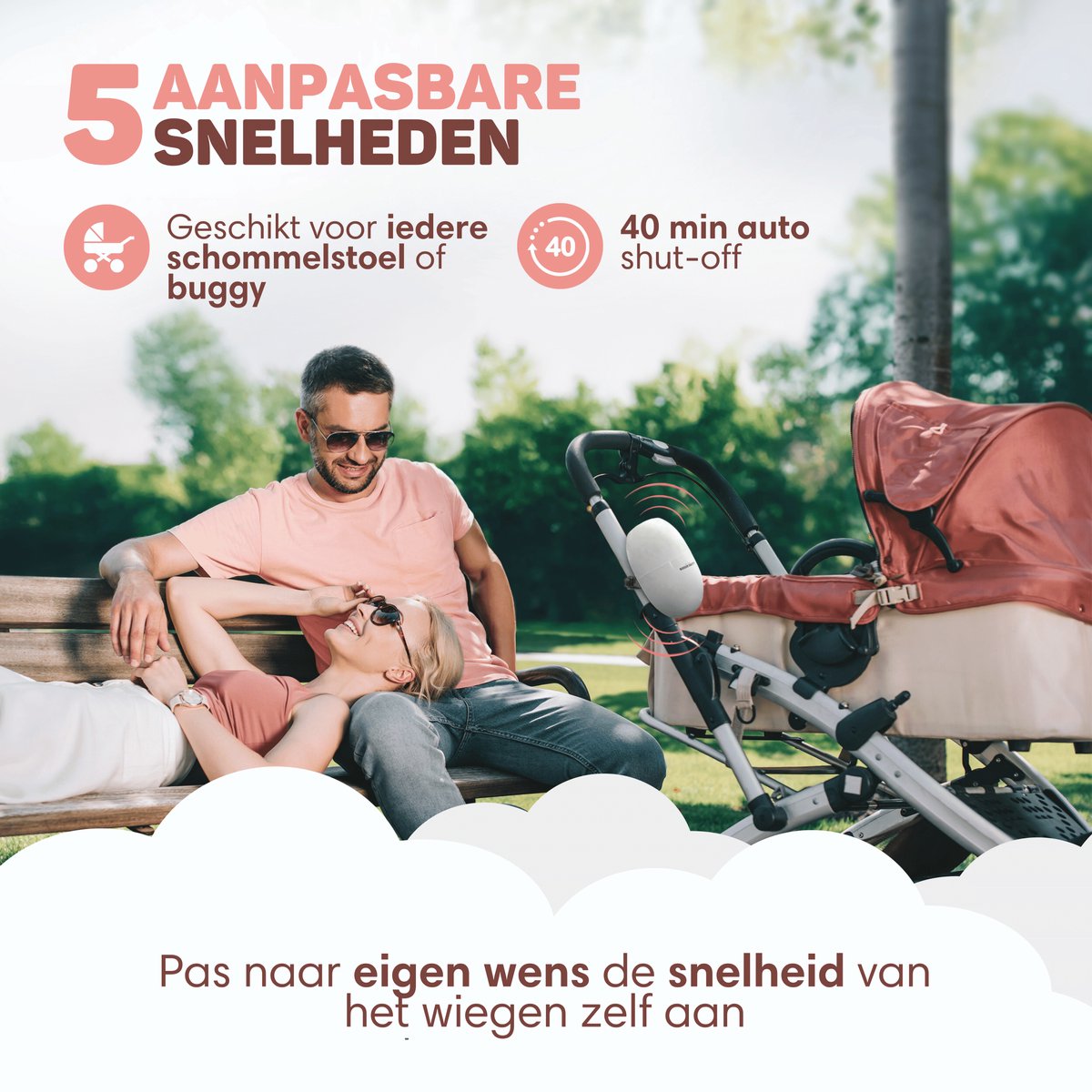 Vulpes Goods® BabyCare - Baby Rocker voor Kinderwagen - Baby Swing - Babywipstoel - Automatisch Schommelen - Incl. Reistas - PRO Versie — afbeelding 4