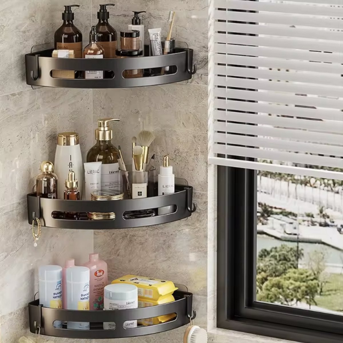 Zelfklevend Doucherekje Zonder Boren – Shampoo Houder - Douche Plank Wandrek – Badkamer Organizer – Waterbestendig – Voor Tegels & Glas