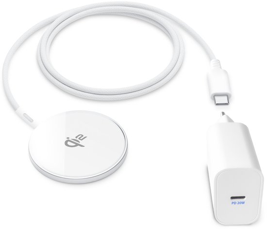 Draadloze Oplader Set geschikt voor Apple iPhone, MagSafe - 20W Snellader met 1,2 Meter Oplaadkabel