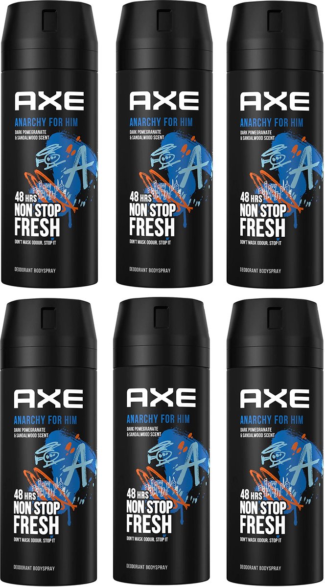 Goedkoopste Axe Deodorant spray Anarchy 6 x 150 ml