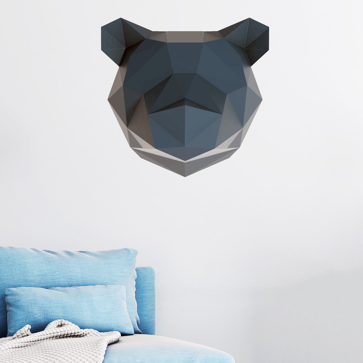 Ambiance Sticker 3D origami sticker zwarte beer 60 x 65 cm Multi color