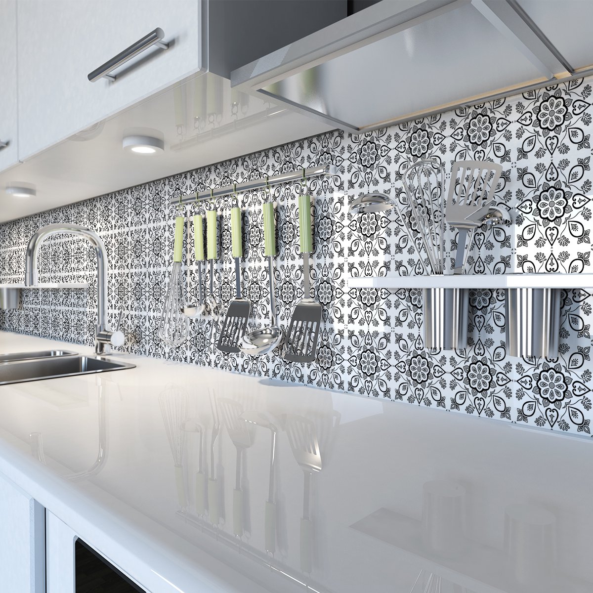 Ambiance Sticker Zelfklevende muurtegelstickers voor keuken en badkamer - 30 Lizana azulejo tegelstickers - 30 stickers, 20x20cm Multi color