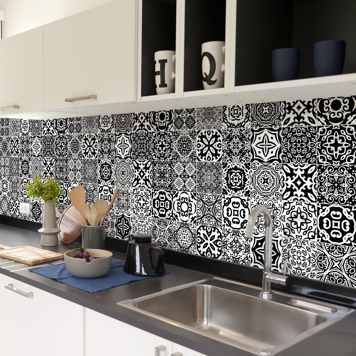 Ambiance Sticker Zelfklevende tegelmuurstickers voor keuken en badkamer - 30 Enrico Azulejos tegelstickers - 30 stickers 15x15cm Multi color