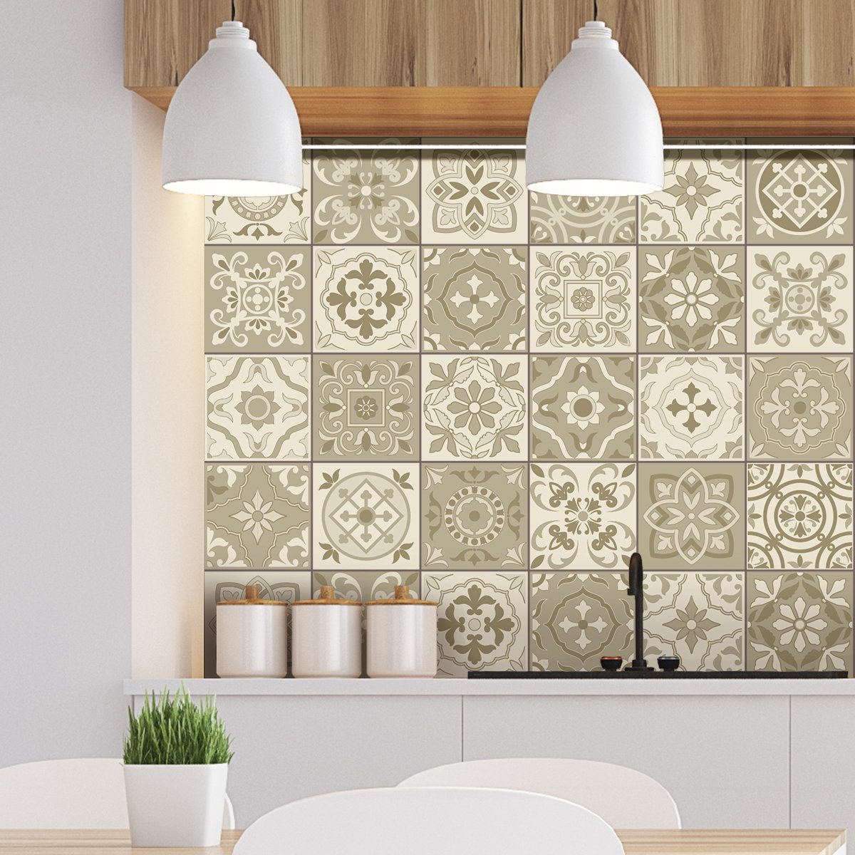 Ambiance Sticker Zelfklevende tegelmuurstickers voor keuken en badkamer - 30 Ennio Azulejos tegelstickers - 30 stickers 20x20cm Multi color
