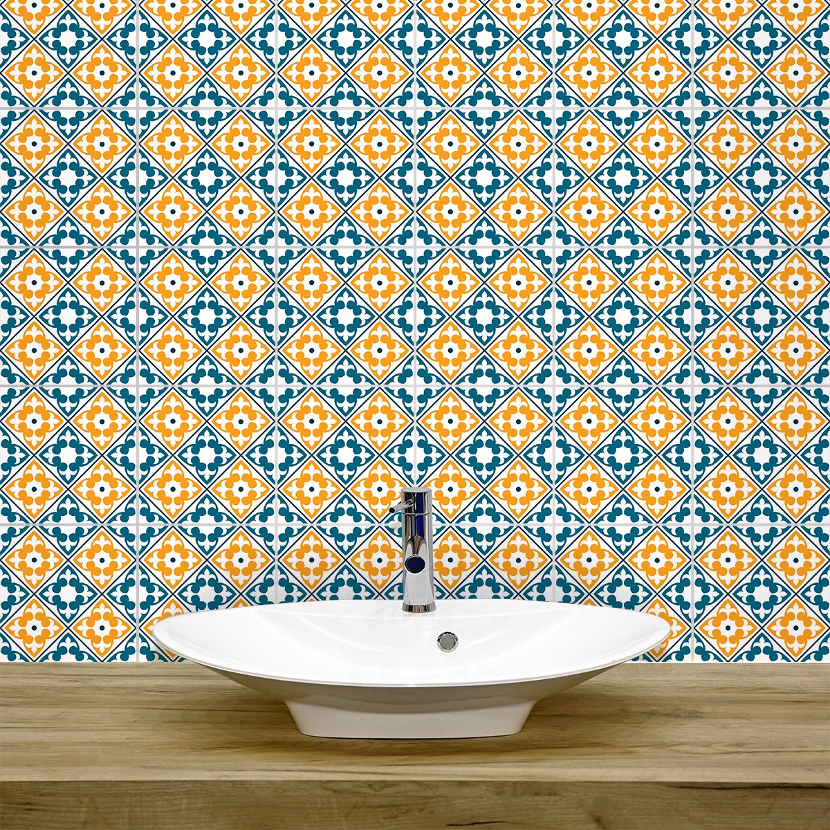Ambiance Sticker Zelfklevende tegelmuurstickers voor keuken en badkamer - 9 Magdalena Azulejo tegelstickers - 9 stickers 10x10cm Multi color