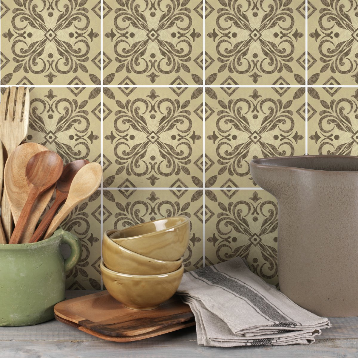 Ambiance Sticker Zelfklevende tegelmuurstickers voor keuken en badkamer - 9 Aldoni Azulejos tegelstickers - 9 stickers 10x10cm Multi color