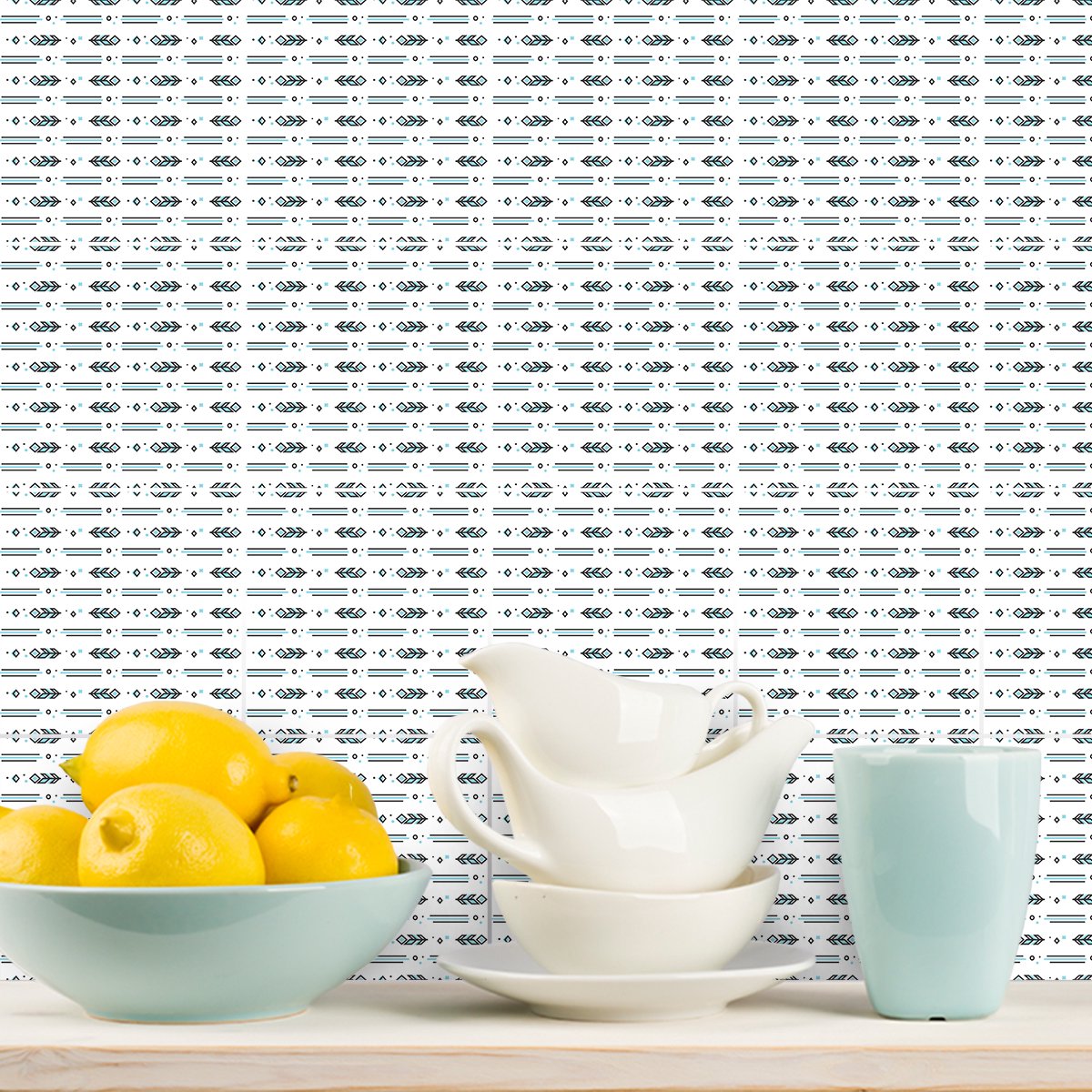 Ambiance Sticker Zelfklevende tegelmuurstickers voor keuken en badkamer - 9 Boheemse cementtegelstickers COAHOMA - 9 stickers 10x10cm Multi color