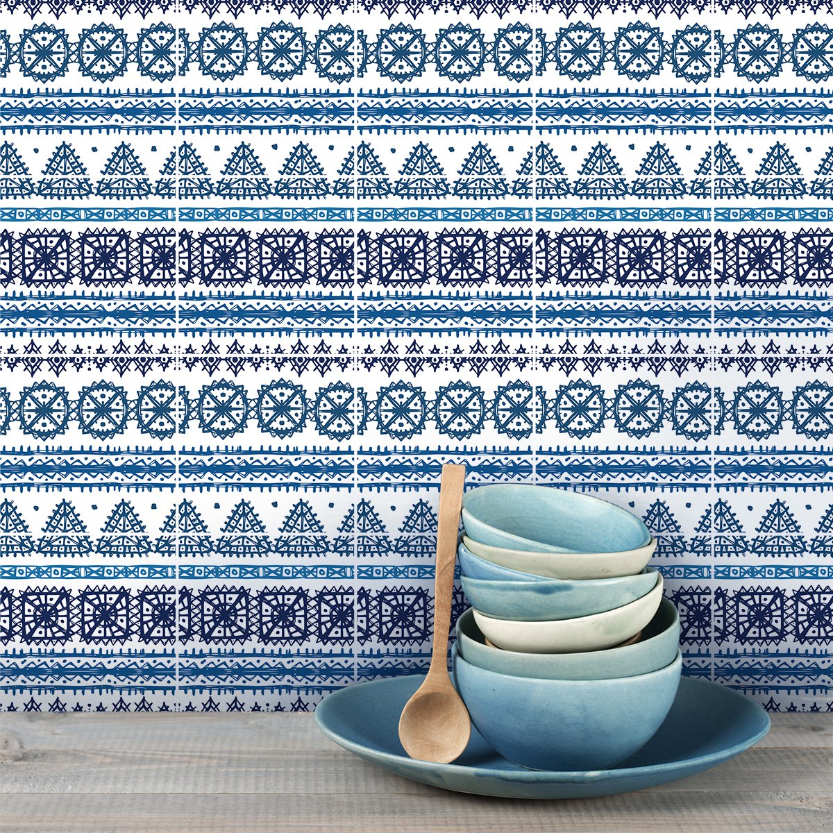 Ambiance Sticker Zelfklevende tegelmuurstickers voor keuken en badkamer - 9 Boheemse cementtegelstickers van ONEIDA - 9 stickers 20x20cm Multi color