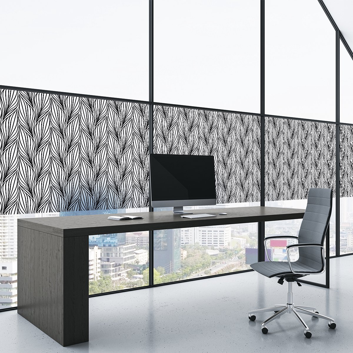 Privacy raamfolie - XL geweven bladeren - Stickers voor ramen en douchedeuren - 40x200cm