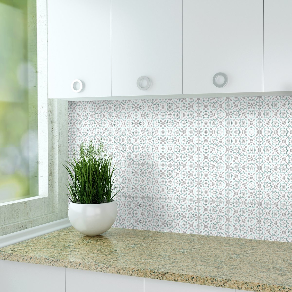 Ambiance Sticker Zelfklevende tegelmuurstickers voor keuken en badkamer - 9 cementtegelstickers, Azulejos Fernanda - 9 stickers, 10x10cm Multi color