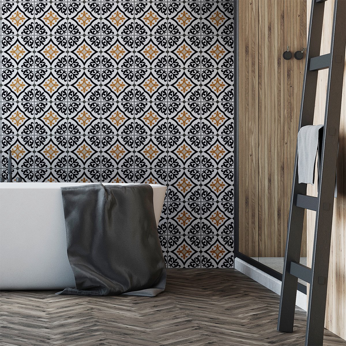 Ambiance Sticker Zelfklevende tegelmuurstickers voor keuken en badkamer - 60 EVARISTO AZULEJOS tegelstickers - 60 stickers 15x15cm Multi color