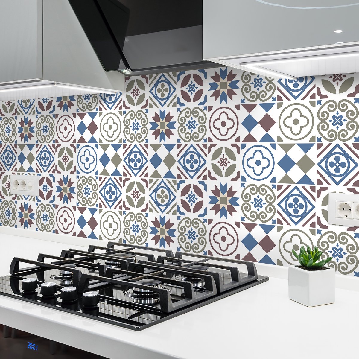 Ambiance Sticker Zelfklevende tegelmuurstickers voor keuken en badkamer - 24 QUONITA AZULEJOS tegelstickers - 24 stickers 20x20cm Multi color