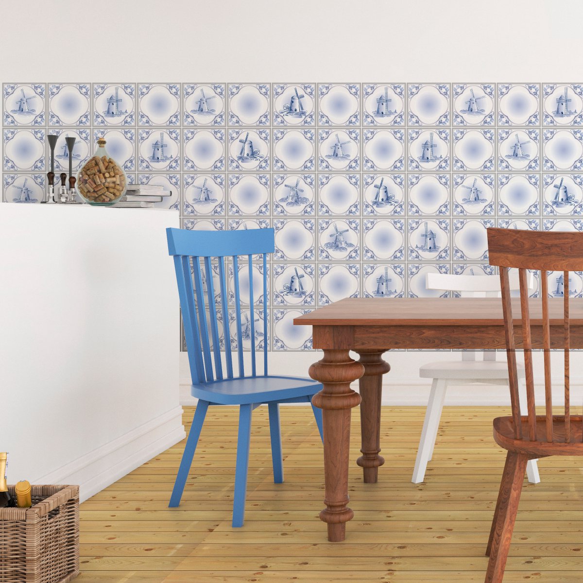 Ambiance Sticker Tegelstickers voor de muur in keuken en badkamer - 60 Delftse cementtegelstickers - 60 stickers 20x20cm Multi color