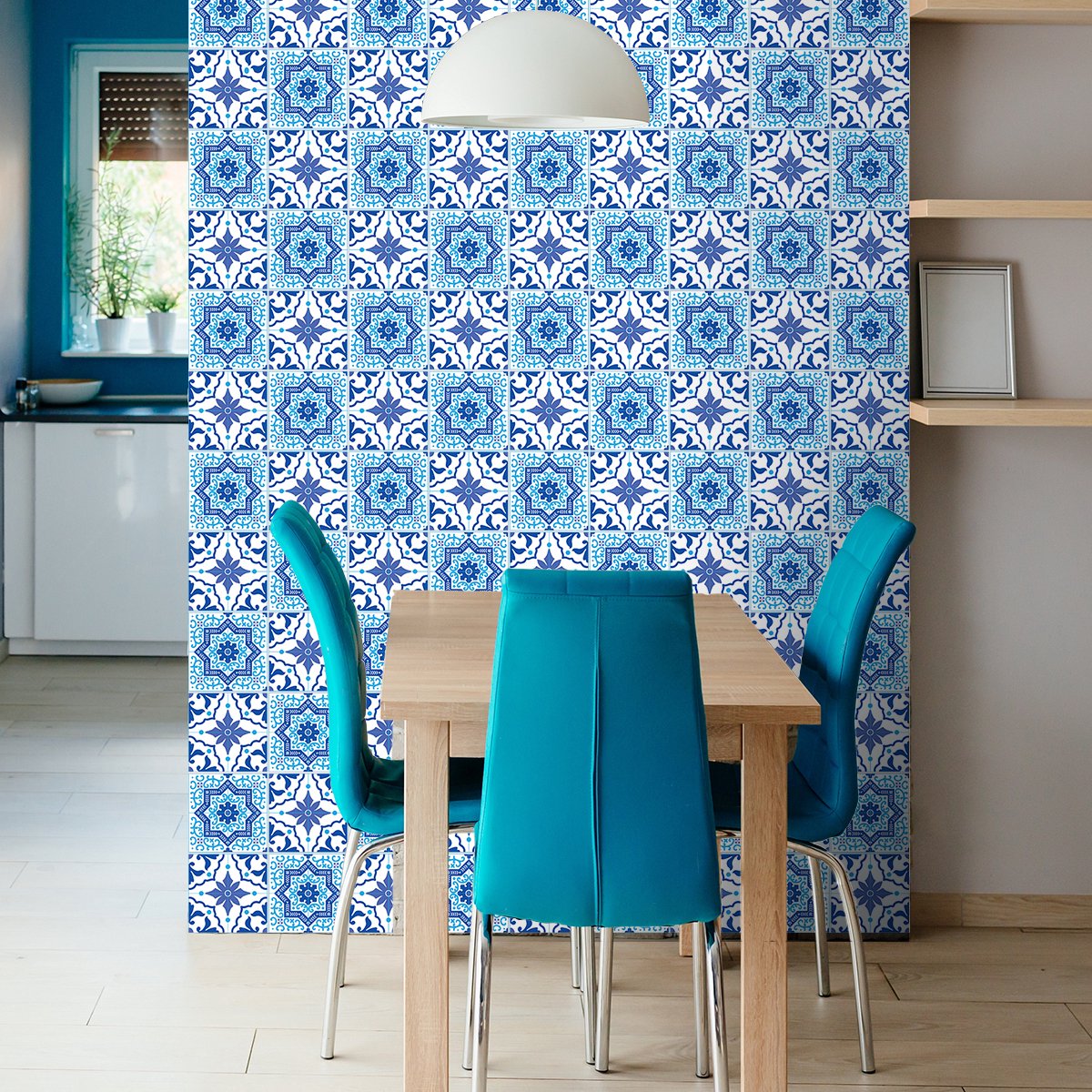 Ambiance Sticker Zelfklevende tegelmuurstickers voor keuken en badkamer - 60 Azulejos Inalia tegelstickers - 60 stickers 15x15cm Multi color