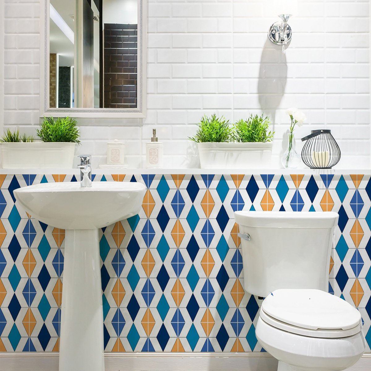 Ambiance Sticker Zelfklevende tegelmuurstickers voor keuken en badkamer - 24 cementtegelstickers, Azulejos Siana-stijl - 24 stickers, 10x10 cm Multi color