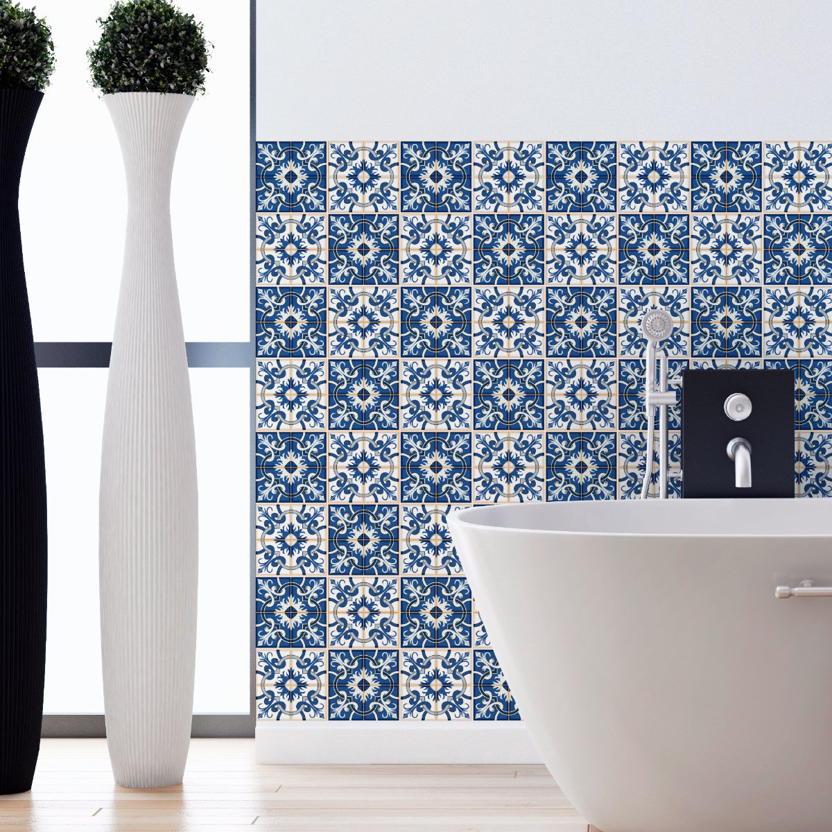 Ambiance Sticker Zelfklevende tegelmuurstickers voor keuken en badkamer - 24 Vito Azulejos cementtegelstickers - 24 stickers, 20x20cm Multi color