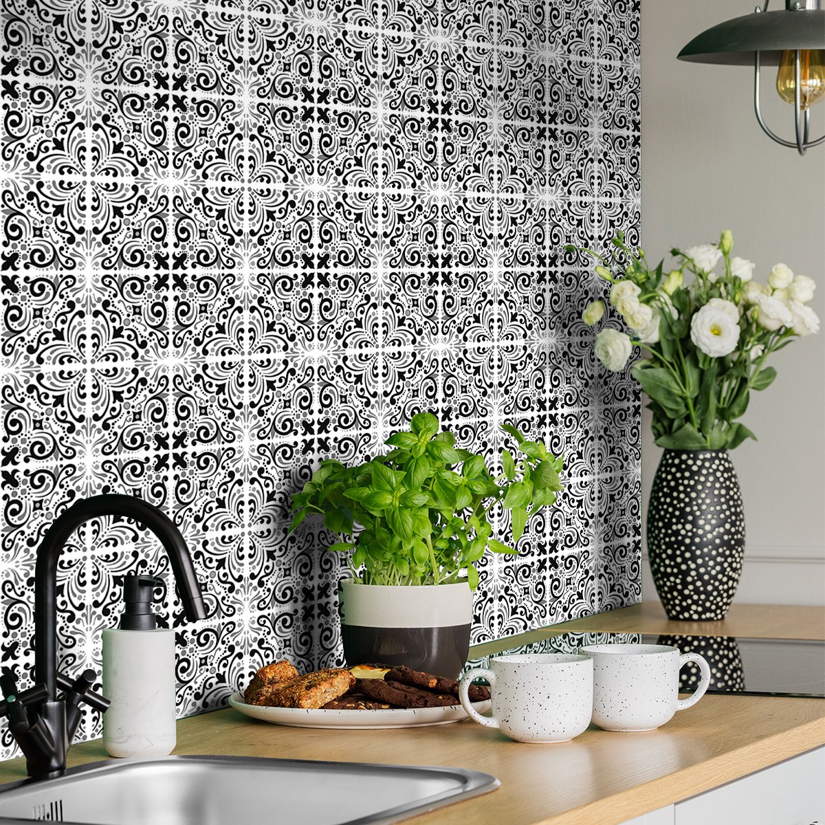 Ambiance Sticker Zelfklevende tegelmuurstickers voor keuken en badkamer - 24 cementtegelstickers (Azulejos Carnita) - 24 stickers, 10x10cm Multi color