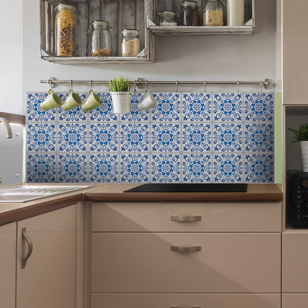 Ambiance Sticker Muurstickers - Zelfklevende tegelmuurstickers voor keuken en badkamer - 9 Delft Breda tegelstickers - 9 stickers 10x10cm Multi color