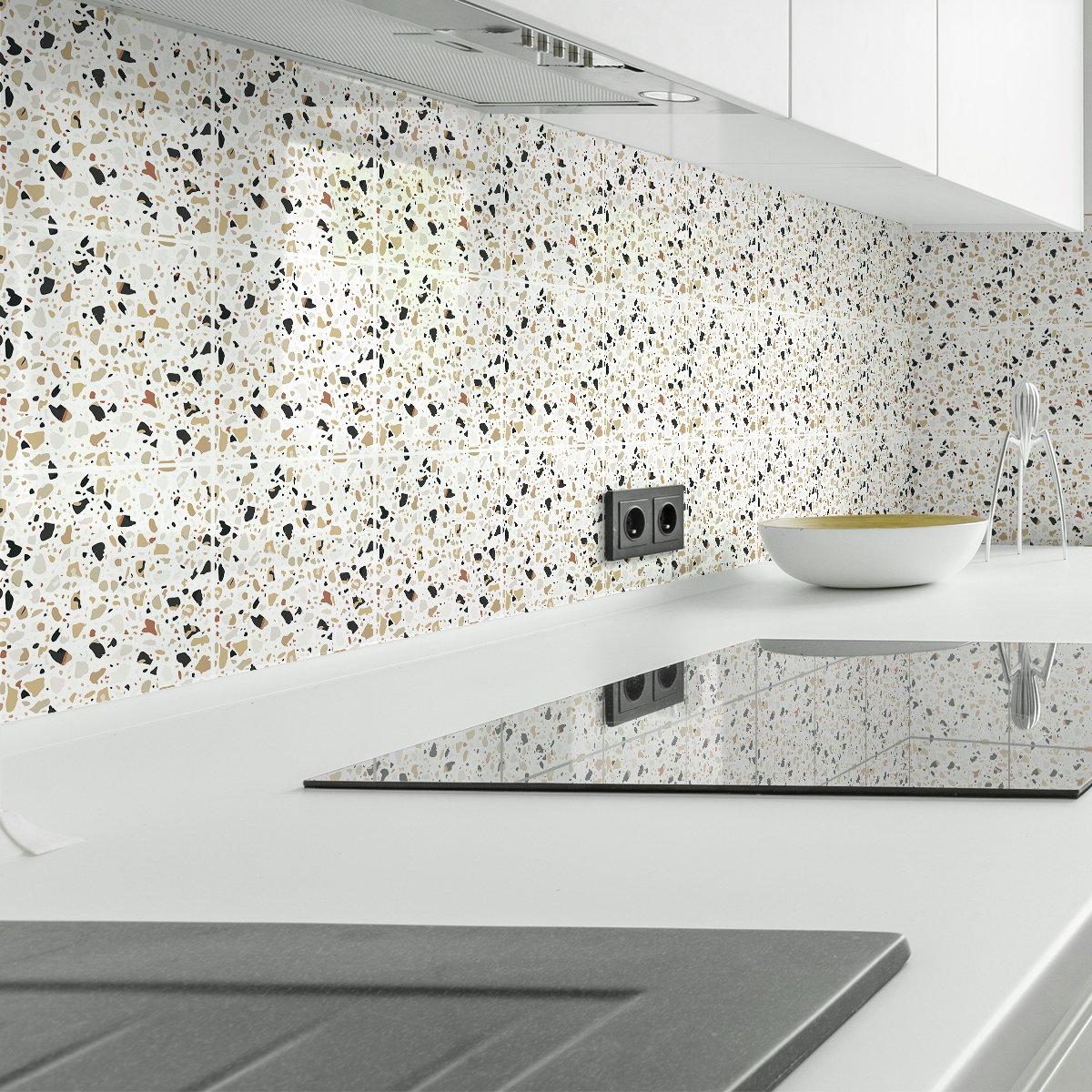 Ambiance Sticker Muurstickers - Zelfklevende tegelmuurstickers voor keuken en badkamer - 9 Pablo Terrazzo tegelstickers - 9 stickers 20x20cm Multi color