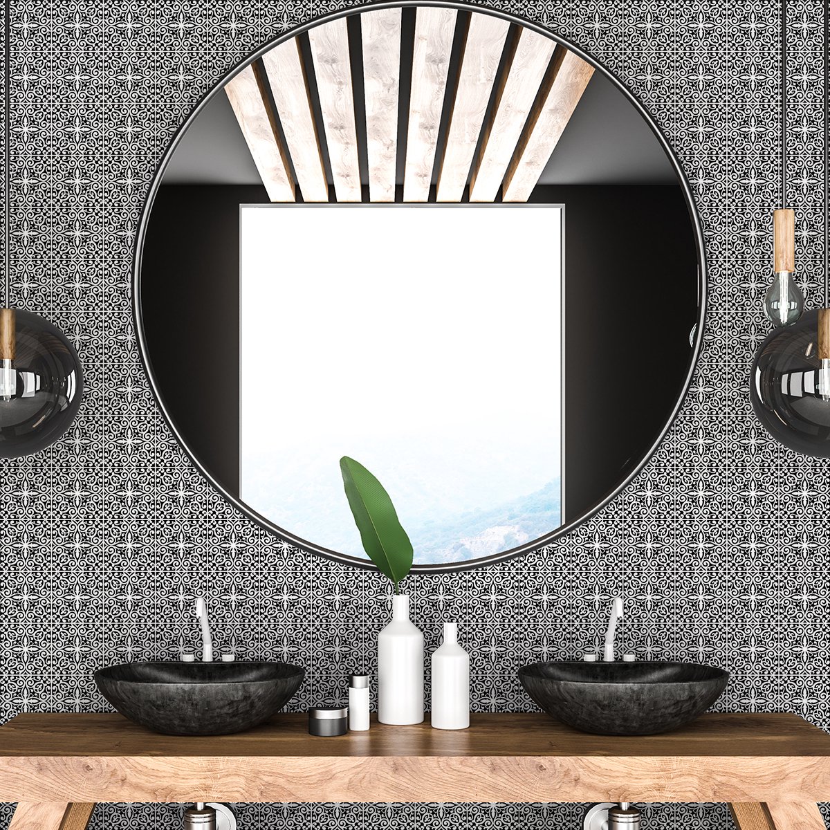 Ambiance Sticker Zelfklevende tegelmuurstickers voor keuken en badkamer - 30 Azulejos Narino cementtegelstickers - 30 stickers 15x15cm Multi color