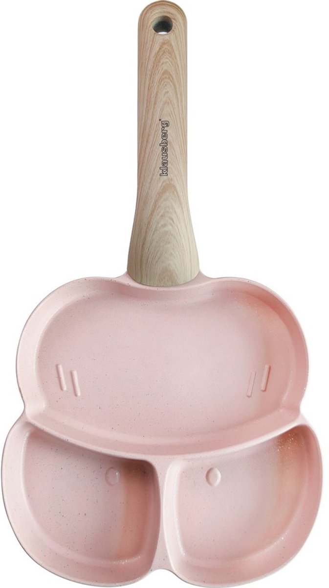 Klausberg 7826 - pan met 3 vakken - houten handvat - rose - Anti-aanbakpan