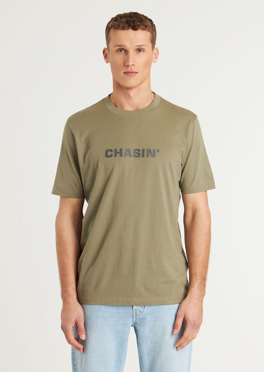 CHASIN' Shirt Heren - Slim T-Shirt Afdrukken - Duell Tee - Groen