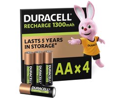 Duracell Oplaadbare AA batterijen - 1300 mAh NiMH - 4 stuks