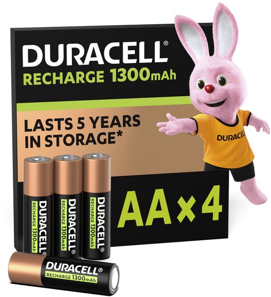 Duracell Oplaadbare AA batterijen - 1300 mAh NiMH - 4 stuks