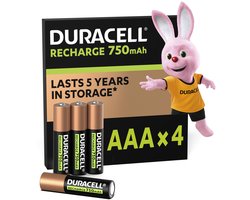 Duracell Oplaadbare AAA batterijen - 750 mAh NiMH - 4 stuks