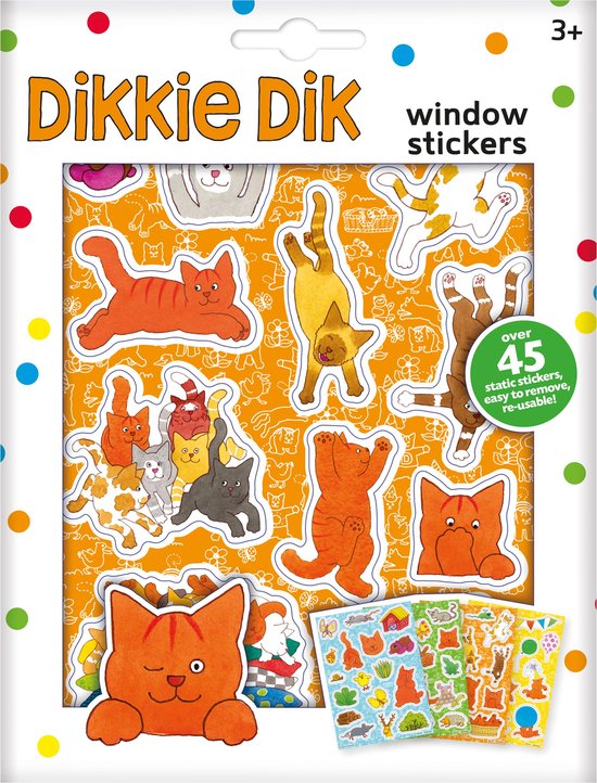 Autocollants pour vitres Dikkie Dik , autocollants amovibles non permanents avec fond ludique - dès 3 ans - Bambolino Toys