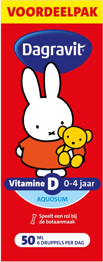 Dagravit Kids Vitamine D Aquosum Voordeelverpakking - Vitamine D speelt een rol bij de botaanmaak - Nijntje - 50 ml