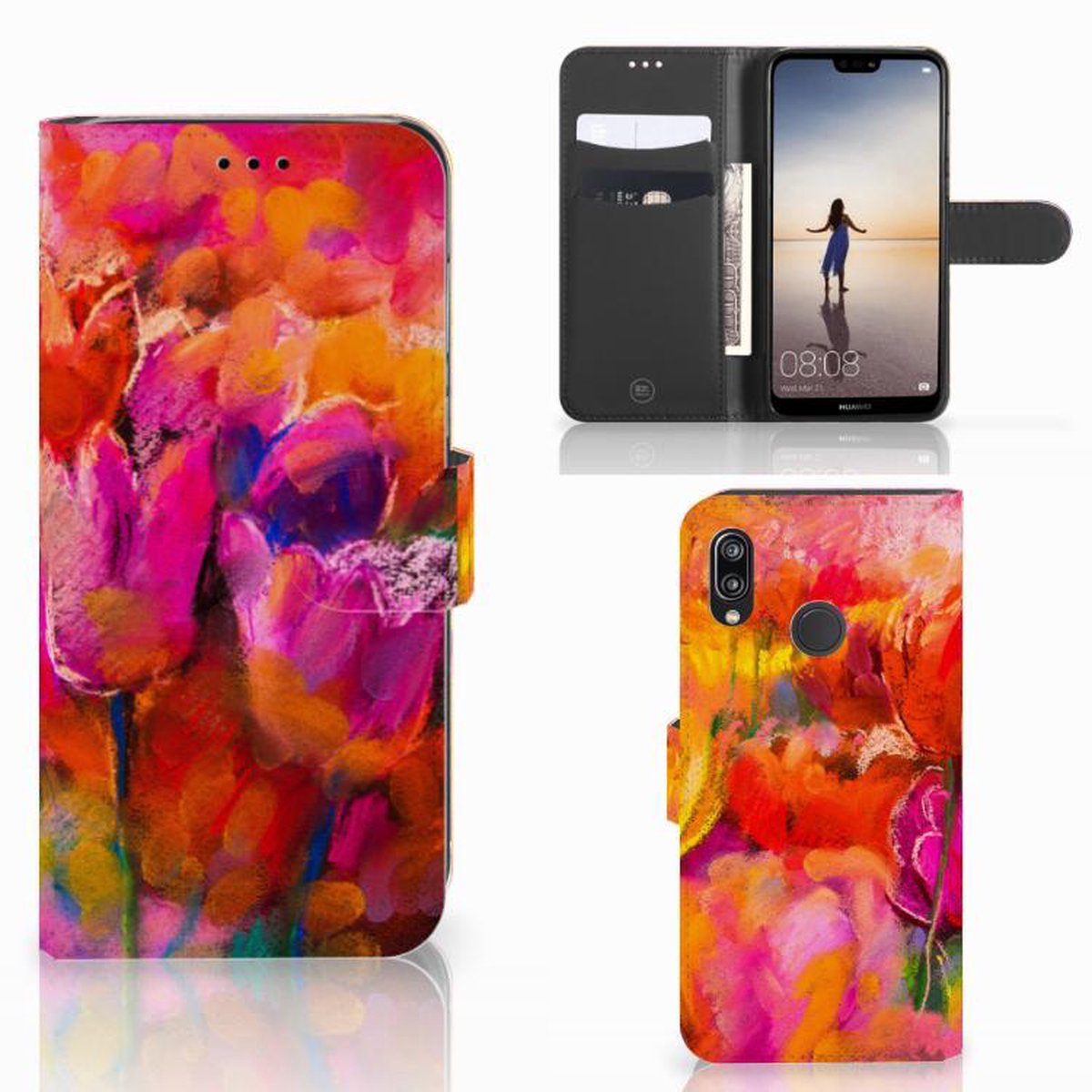 voor Hoesje Samsung Galaxy A30 Tulips