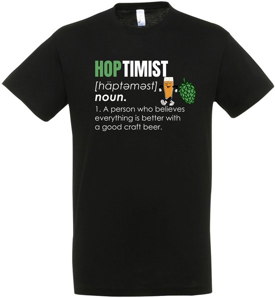 Hoptimist T-shirt - Bier T-shirt - CraftBeer - Beer - Proost - Heren - grappige drank feest - bier cadeau - Hop - teksten en zinnen - bierpakket kado idee - Maat XL